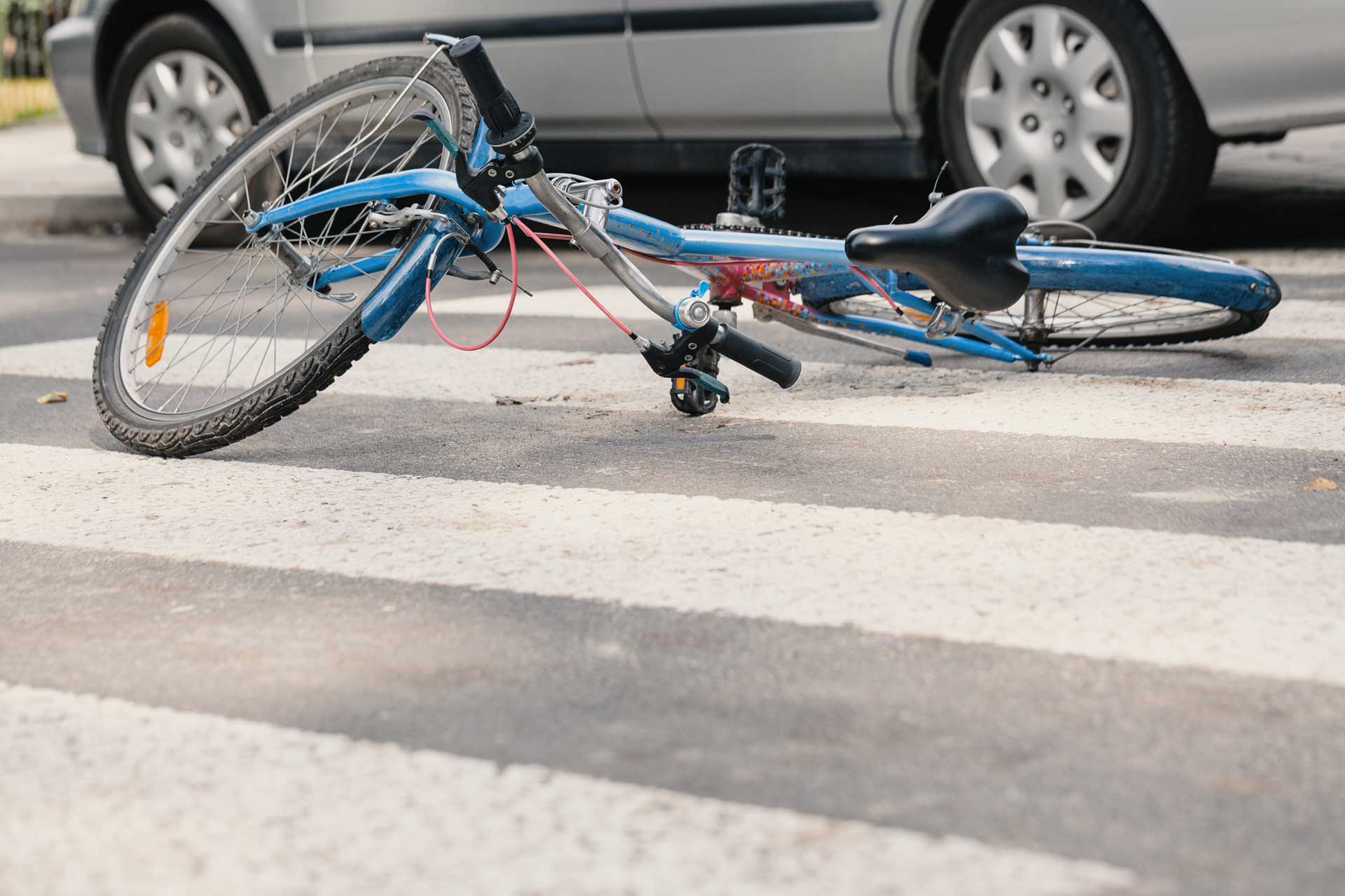 bicycle crashed on crosswalk