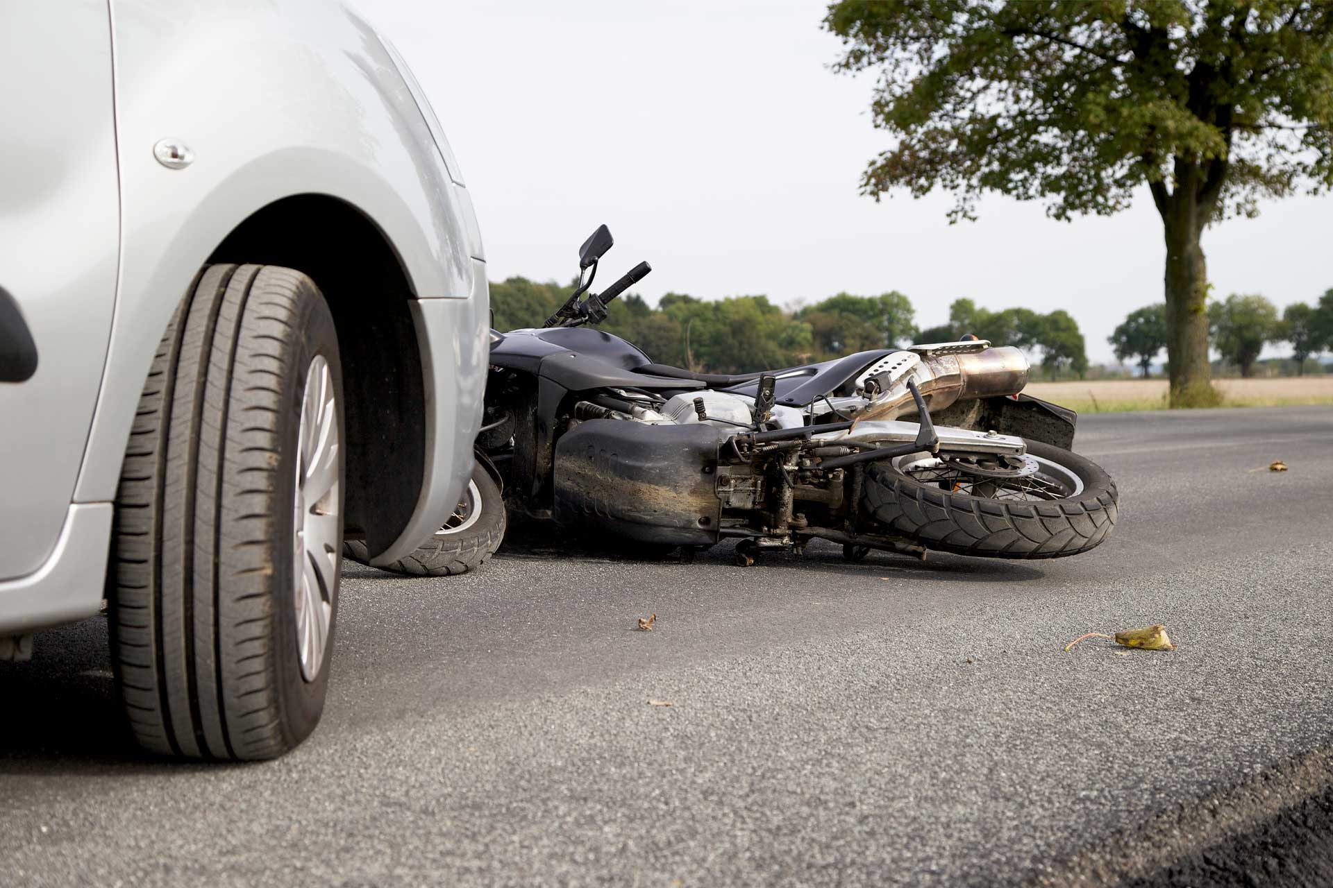 car run over motorcycle