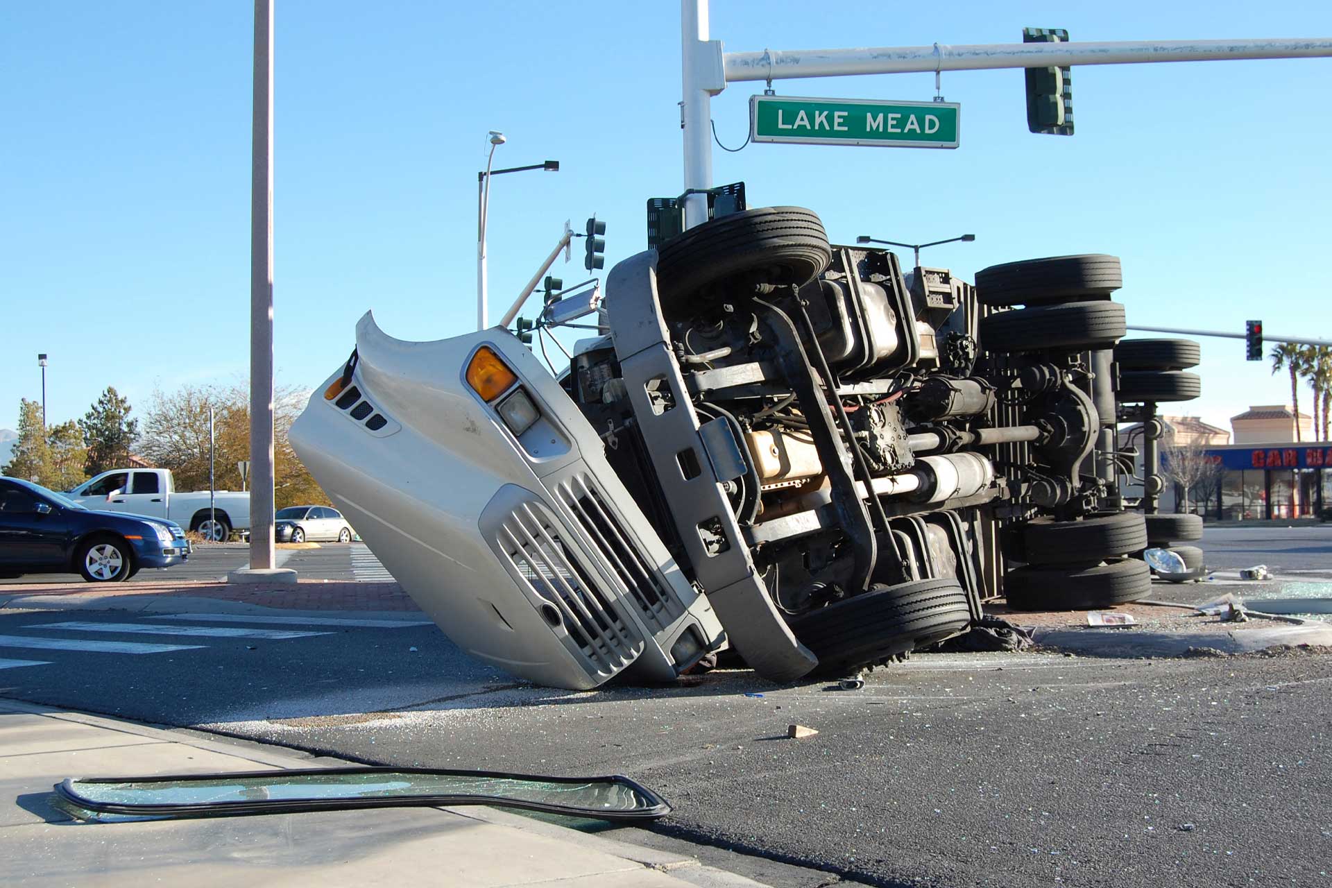 flipped over 18 wheeler truck