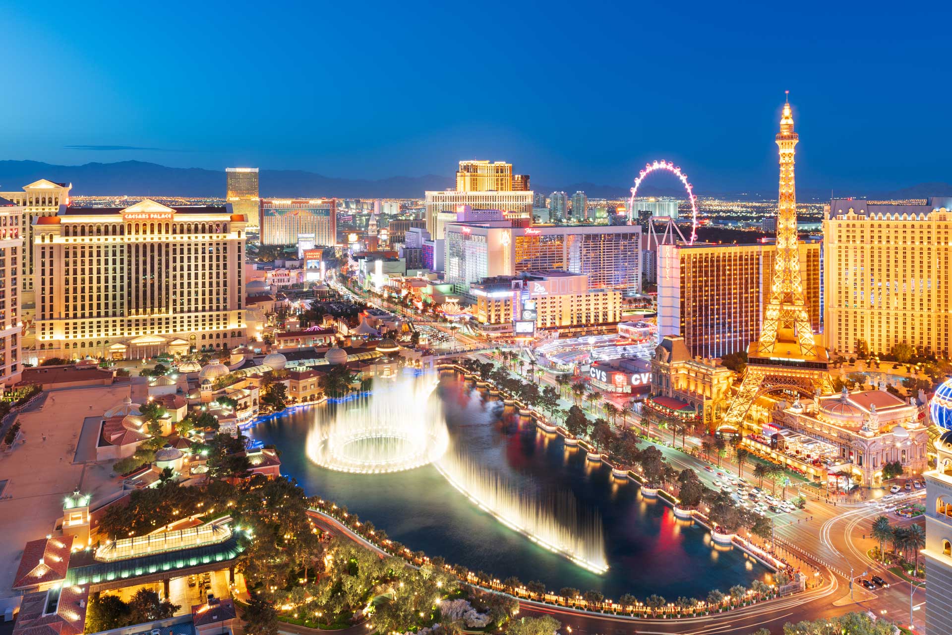 las vegas lit up at night