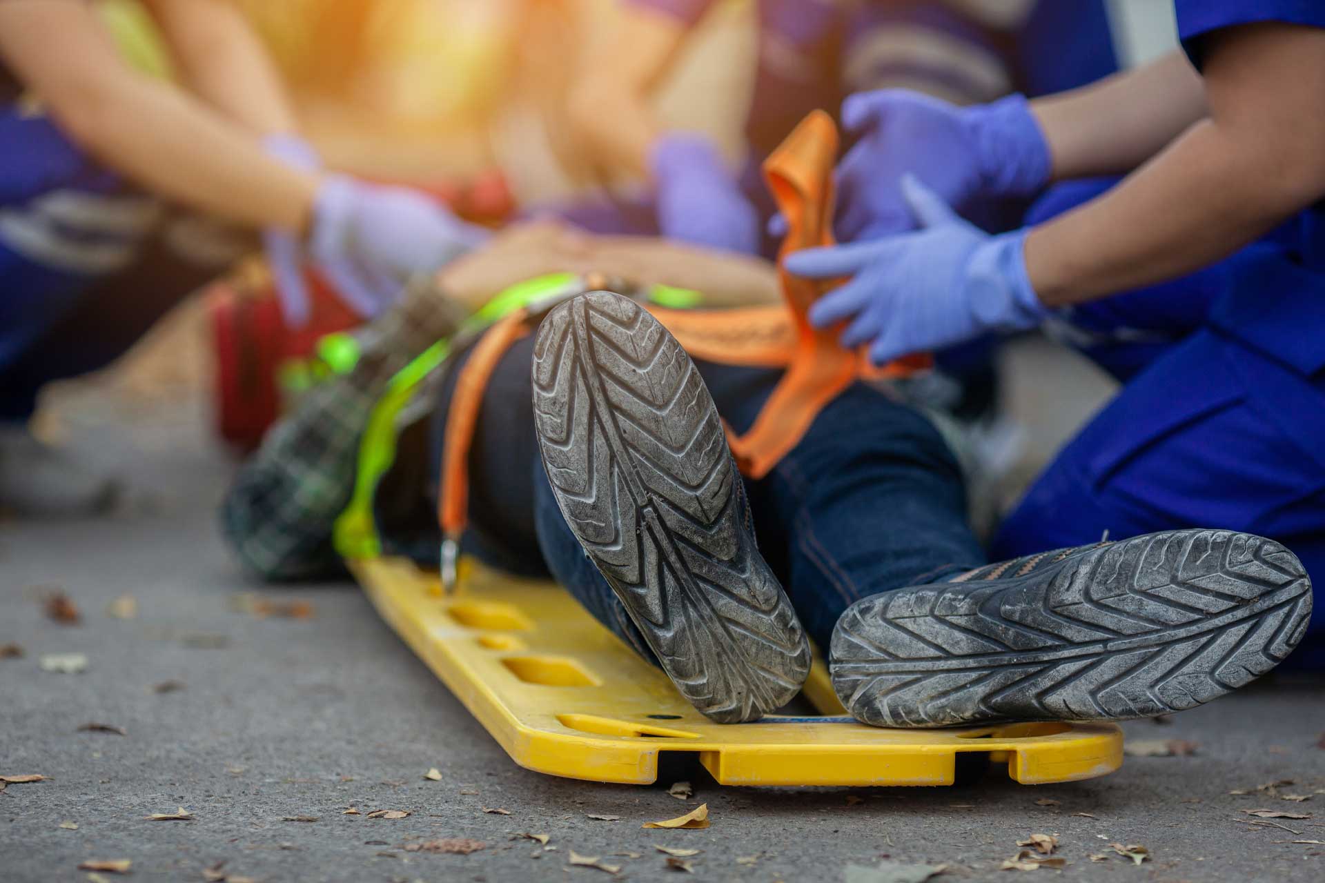 man injured on stretcher